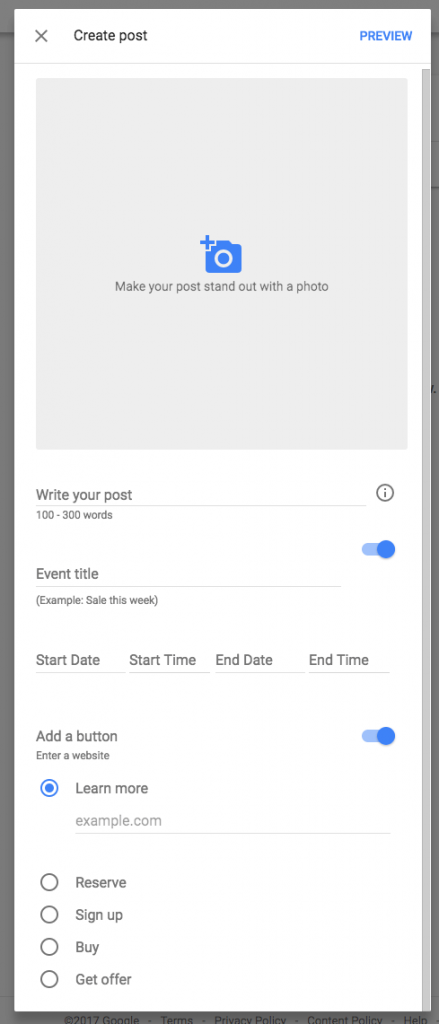 adding google my business post